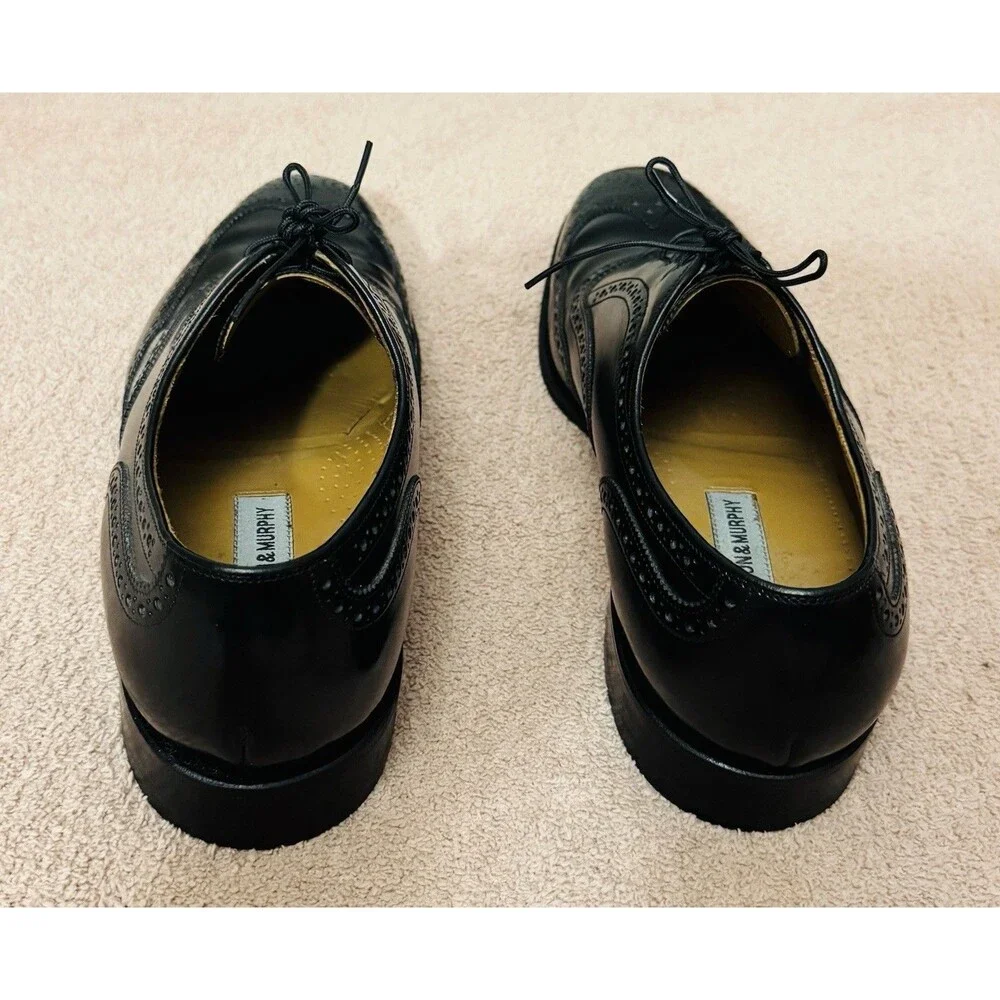 Johnston & Murphy Upton Wingtip Oxfords Dress Shoes Mens 12M Black Leather